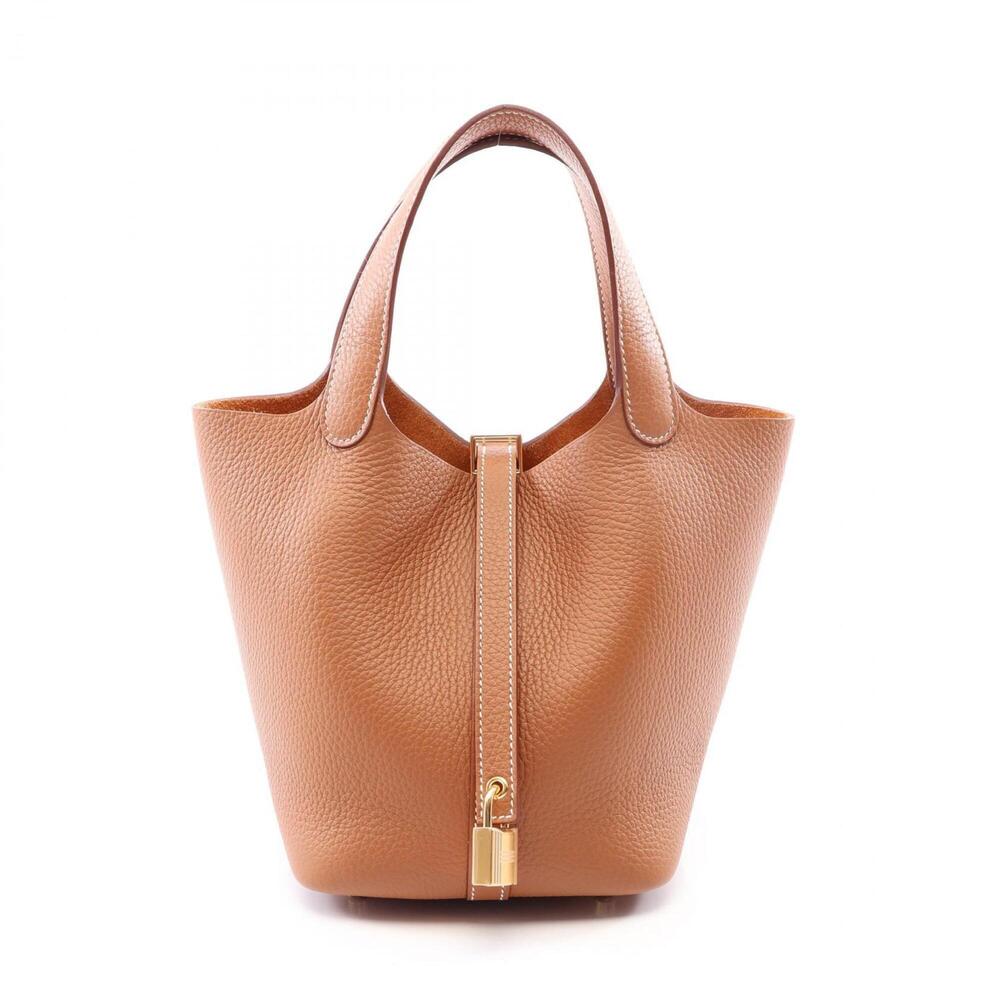 Hermes Picotin Lock PM Gold Handbag, Leather, Taurillon Clemence Women's, Bro...